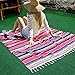 Fowecelt Mexican Serape Blanket Tablecloth 59 x 84 Inch for Mexican Party Wedding Decorations Outdoor Picnics Dining Table, Large Square Fringe Cotton Handwoven Table Cloth
