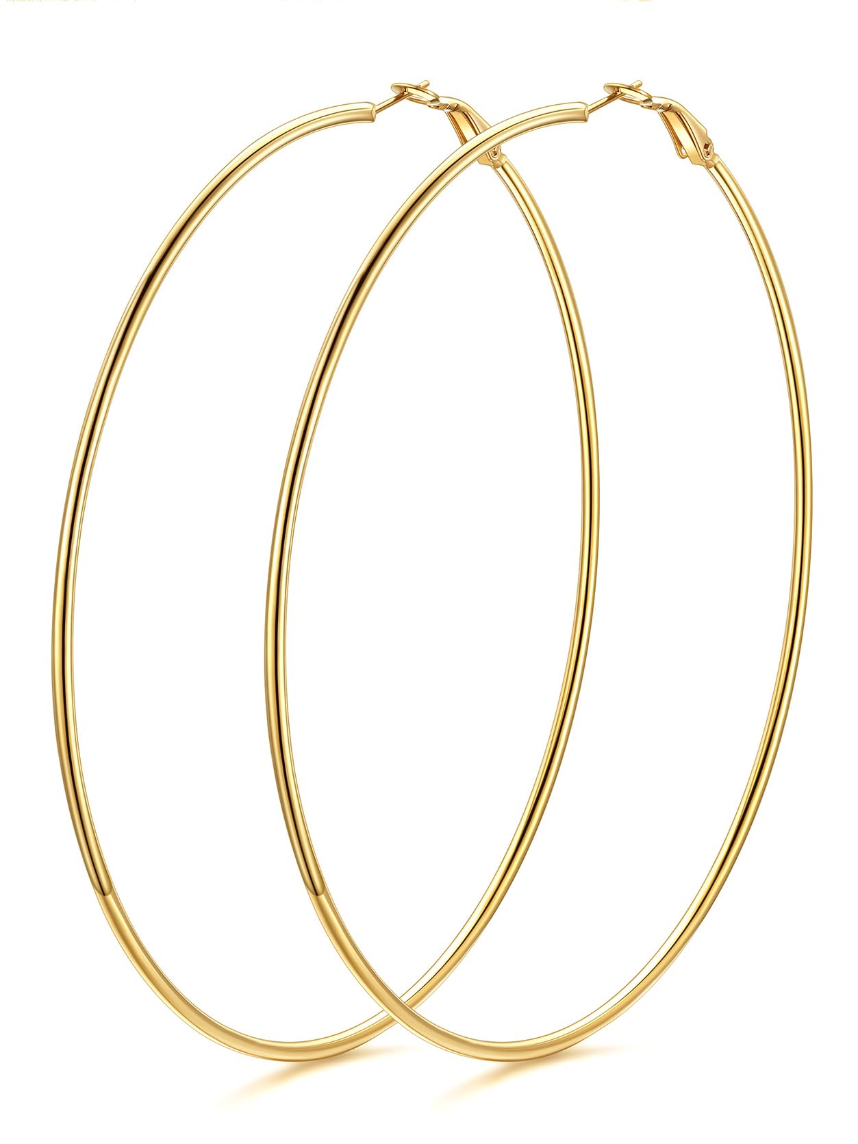 Gold Earrings for Women 100mm Large Big Circle Earring Hoops Stainless Steel Earrings for Mother Mum