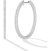 925 Sterling Silver Hoop Earrings for Women,Lightweight Large Hoops Earrings Sparkly Cubic Zirconia Hoop Earrings Hypoallergenic 14K Gold Plated Round Thin Gold Earring for Women