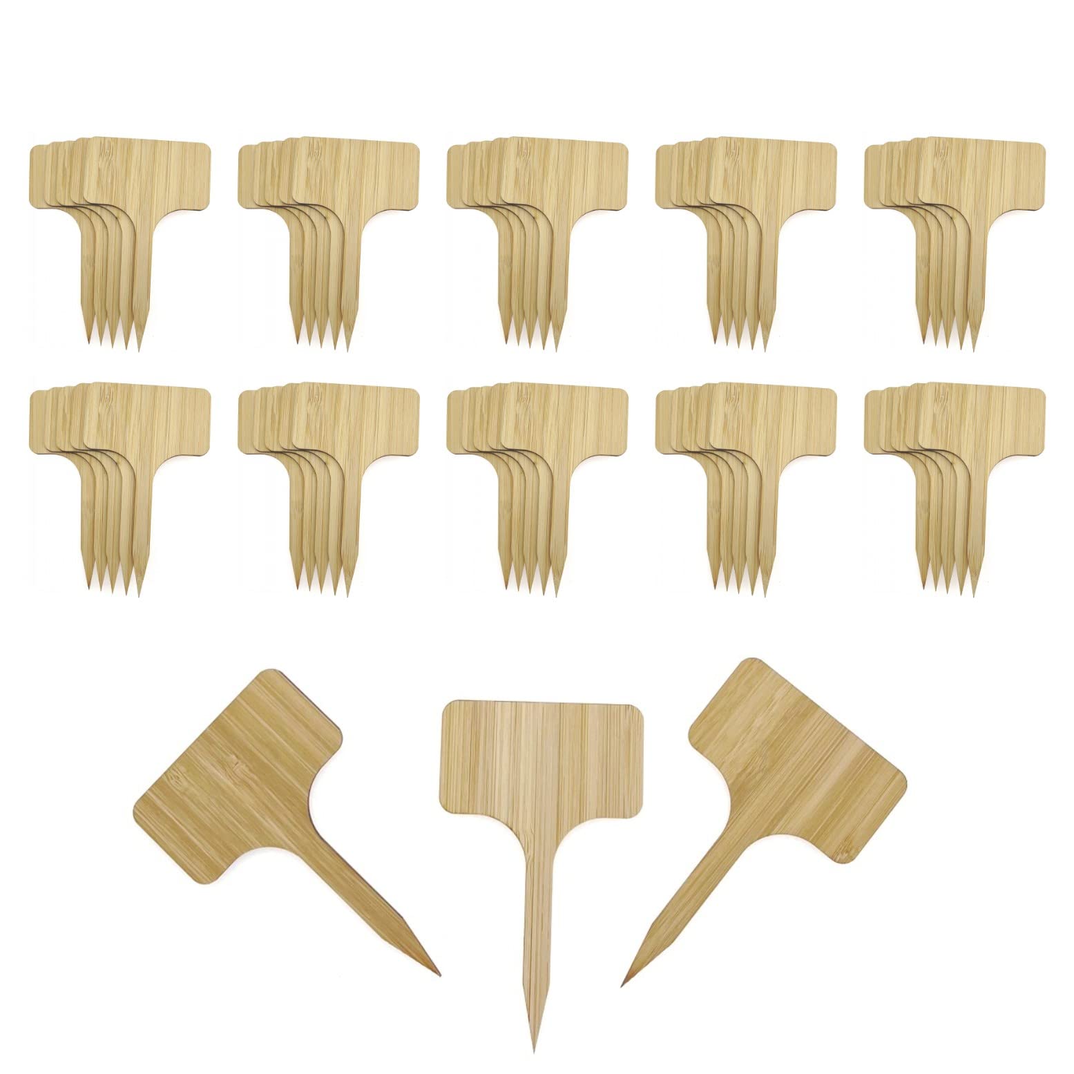 JZK 50x T Type Wooden Plant Labels for Outdoor Plants, Seedling Labels Sticks, Bamboo Plant Label Sticks, Wood Plant Labels for Labelling Seedling, Wood Plant Tags, Plant Marker Labels