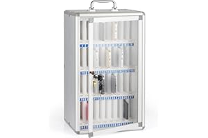 Loghot Aluminum Alloy Pocket Chart Cell Phones Storage Cabinet for Cell Phones,Wall-Mounted with a Locked,Can be Carried by Hand (36 Slots)