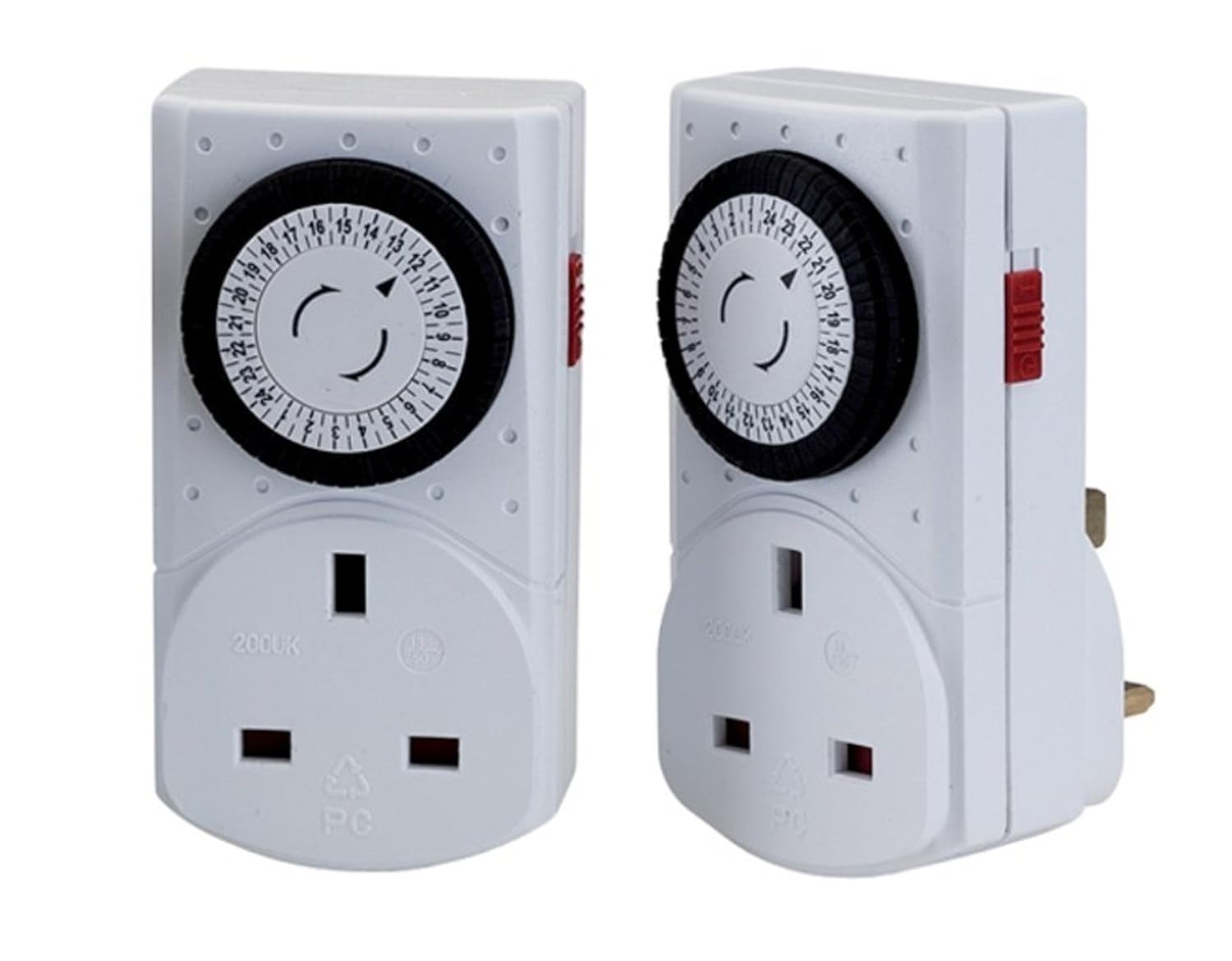 Twin Pack Wickes Mechanical Mains Timer Socket Plugin 24 Hour Segment