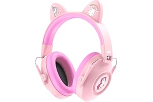 Dr.meter Noise Canceling Headphones for Kids, 32 SNR Cute Cat Ear Protection Earmuffs for Autism, Kid Ear Hearing Protection 