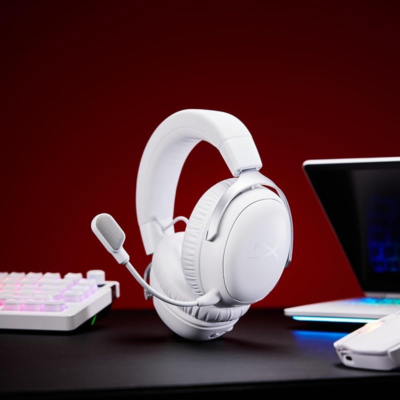 Cloud III S, Casque Gaming sans Fil, Bluetooth/2,4 GHz, PC/PS5/Xbox, jusqu'à 200h de Batterie, transducteurs 53 mm, DTS, Micro 10 mm, Blanc
