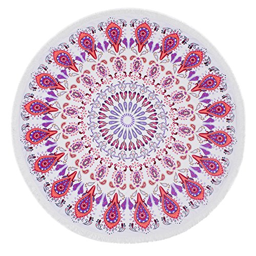 QinYing Round Terry Cotton Blanket Thick Mat Decors Picnic Tassels Pool Beach Towels #19