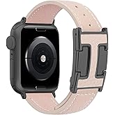 JSGJMY Leather Magnetic Band Compatible with Apple Watch Bands 38mm 40mm 41mm 42mm 44mm 45mm 46mm 49mm for Women Men,Top Grain Leather Designer Replacement Strap for iWatch Ultra SE Series11/10/9/8/7/6/5/4/3/2/1