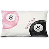 FWSFD Preppy 8 Ball Pillow Covers 12x20, Pink and Black Room Decor, Funky Retro 8 Ball Y2k Aesthetic Lumbar Throw Pillow Covers for Girls Bedroom Dorm Apartment