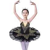Z&X Girl's Ballet Swan Lake Tutu Costume Professional Camisole Skirted Leotard Ballerina Dancewear Fairy Princess Dress