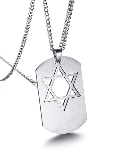 MP Stainless Steel Hollow Out Star od David 2 Tone Dog Tag Pendant