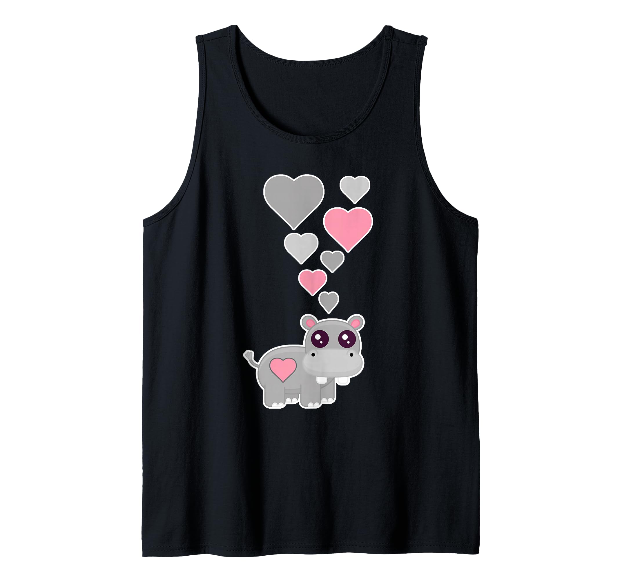 Cute Hippo With Hearts Tank Top
