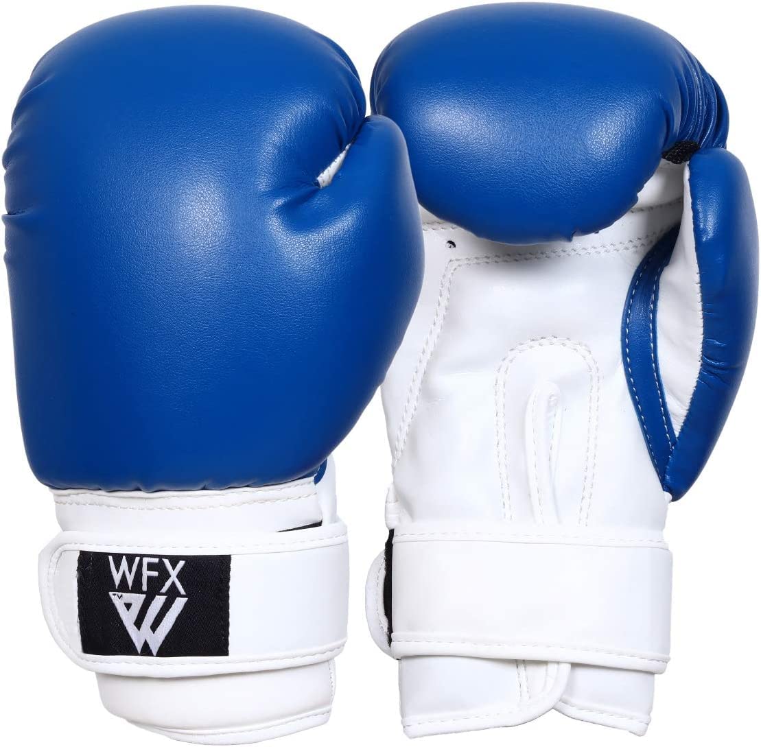 Kids Boxing Gloves for Martial Arts Sparring Junior Mitts Heavy Duty Leather MMA Training Punch Bag Gloves Striking Muay Thai Kick Boxing Boys and Girl (Blue, 6OZ)