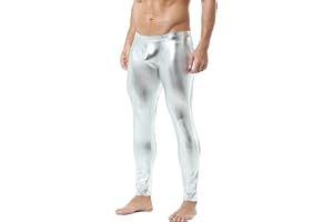 QiaTi Men's Tight Pants Faux Leather Men Leggings Long Trousers PU Skinny Slim Pants Club Dance