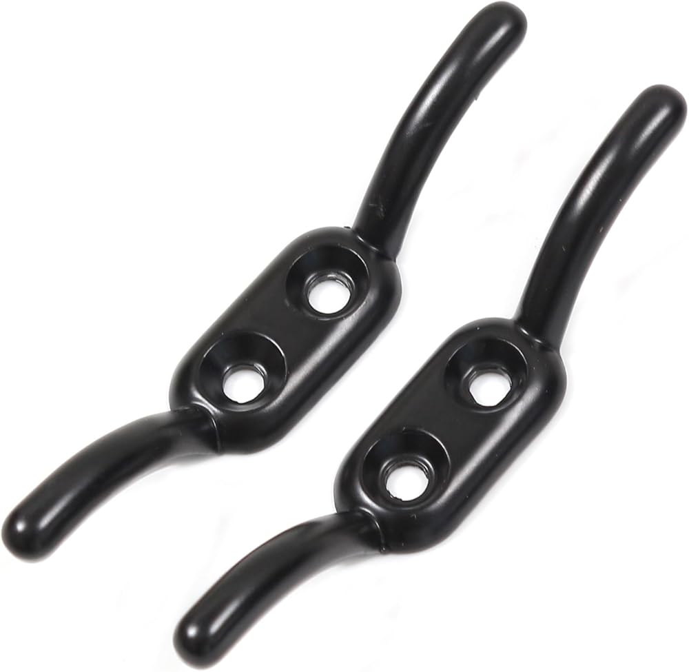 White Hinge 2x 90mm Washing Line Cleat Hooks Heavy Duty Trailer Rope Tiebacks