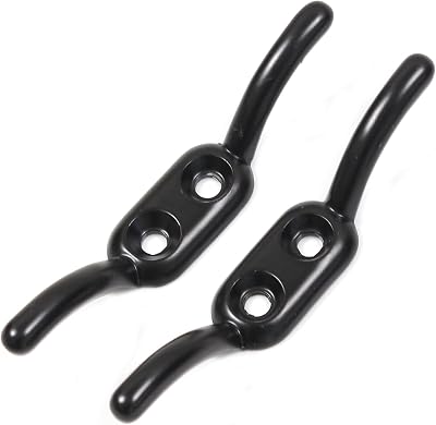 White Hinge 2x 90mm Washing Line Cleat Hooks Heavy Duty Trailer Rope Tiebacks