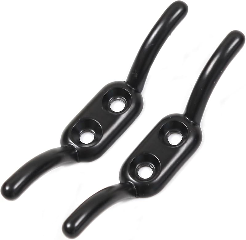 White Hinge 2x 90mm Washing Line Cleat Hooks Heavy Duty Trailer Rope Tiebacks