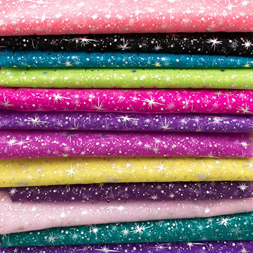 Star Bursts Sheer Organza 58 Inch Wide Fabric by the Yard (F.E. (Black)