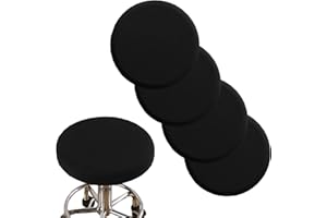 DEBRUYNE ANWUCHEN Stool Covers Round, 4 Pieces Stretch Round Bar Stool Covers Soft Bar stool seat covers Washable Stool Cushion Slipcover Elastic Bar Chair Covers for 13-18 Inch Wooden Metal Round Chair(Black)