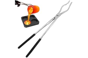 Nelyrho 16" Crucible Tongs - Hinged Metalworking Tool for Smelting Gold Silver Copper Bronze, Casting & Refining Recycled Met