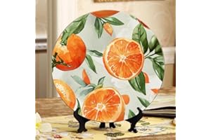 10 Inch Fruit Watercolor Oranges Decorative Ceramic Plates with Display Stand Ideal for Household Wall Hanging and Decor DP-3