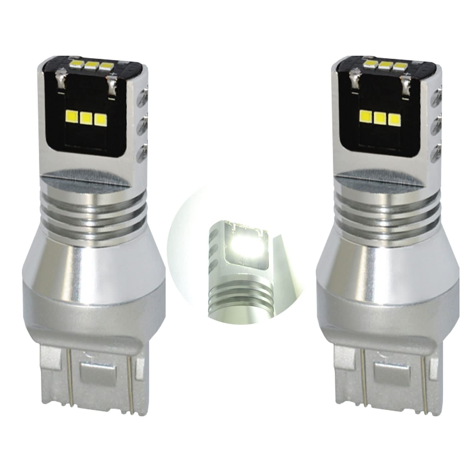 MCK Auto – T20 7443 W21/5W LED Canbus Bulbs Daytime Running Lights DRL Reverse White Very Bright and Without Errors Compatible with A1 F20 F21 - EB5R2 – Transform Your Ride