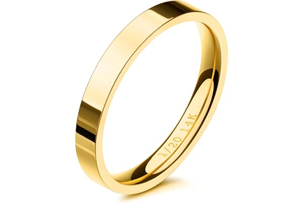 NOKMIT 3mm 14K Gold Filled Rings for Women Girls Dainty Gold Stacking Stackable Band Thin Gold Thumb Pinky Finger Ring Non Ta