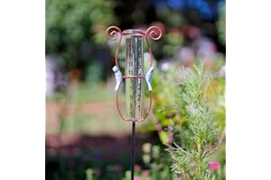 Venniy Rain Gauge Outdoor Decorative, 7" Capacity Glass Tube Metal Rain Gauge for Yard, Lawn, Garden, Fence Decoration