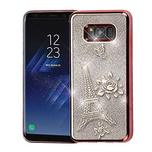 MyBat Cell Phone Case for Samsung Galaxy S8 - Rose Gold Electroplating/Eiffel Tower/Silver