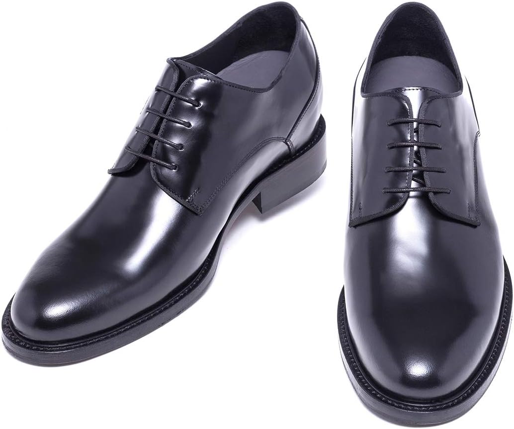 Height Increasing Black Leather Formal Elevator Lace Up Oxford Lift Shoes for Men with 3 Inch Hidden Heel