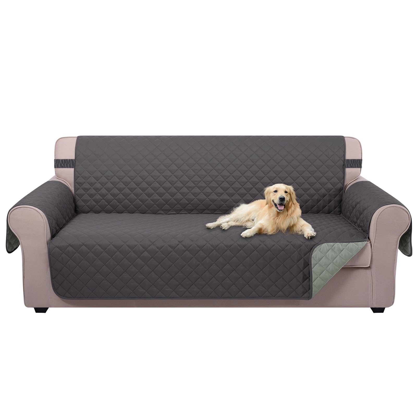 Photo 1 of U-NICE HOME Reversible Sofa Cover Washable Couch Cover for Dogs with Elastic Straps Water Repellent Furniture Protector Couch Cover for 3 Cushion Couch Sofa Pet Friendly (Sofa, Dark Grey/Light Grey)