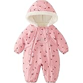 JiAmy Baby Snowsuit Newborn Printed Winter Clothes Outfit Infant Boys Grils Hooded Double Zippers Jumpsuit Onesie Coat