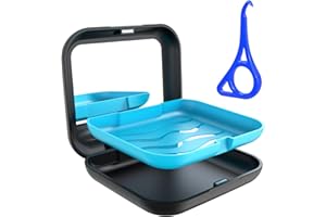 MELONSUN Aligner Case with Mirror and Aligner Removal Tool- Compatible with Invisalign, Aligners, and Mouth Guards, Premium Retainer Case with Magnetic Closure and Textured Liner- Easy to Use (Black)