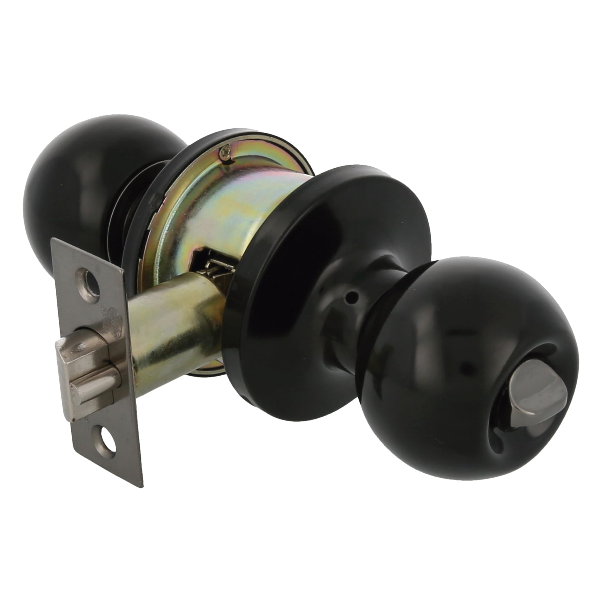 AMIG - Interior Door Knob | with Entry Handle 60/70 mm | Ball Knob on Both Sides | with Lock and Condemnation | Anti-Card System | for Wooden Passage Doors | Black Brass