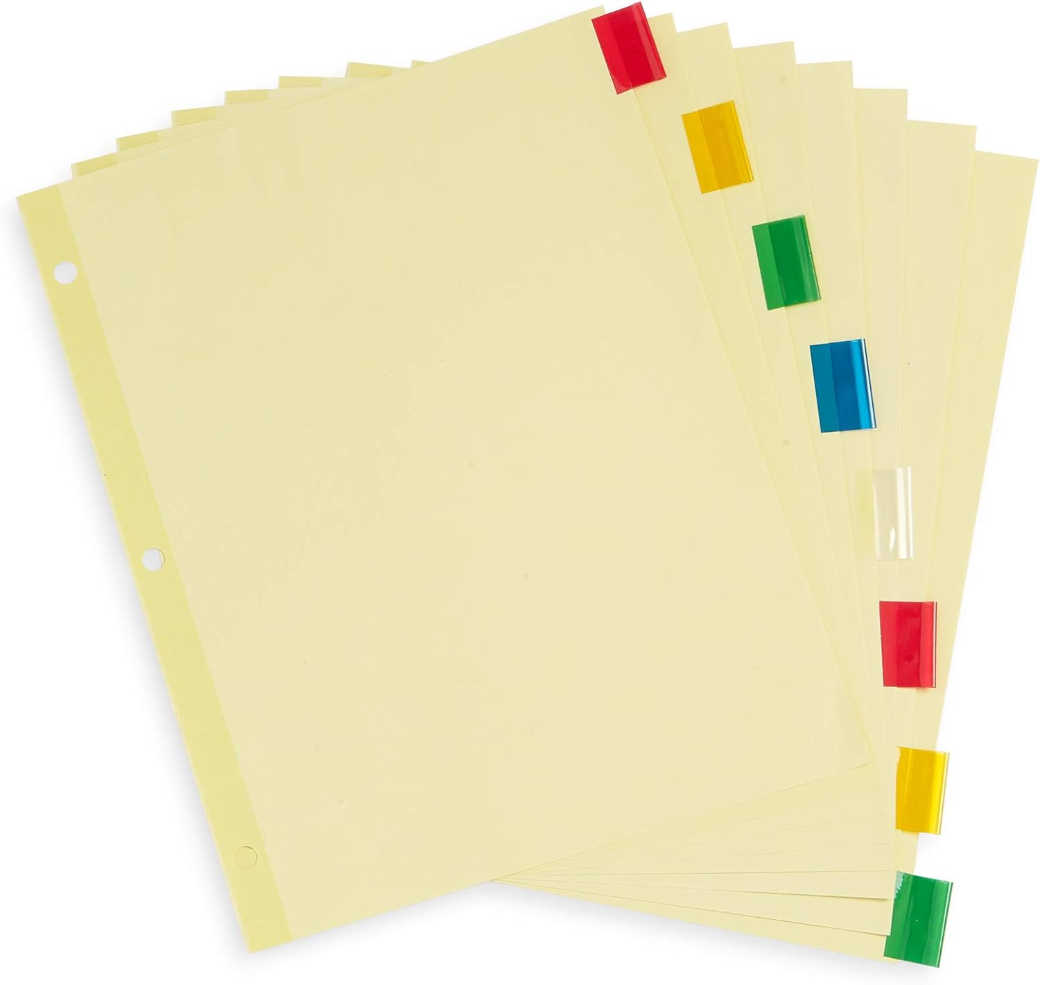 Blue Summit Supplies 8-Tab Binder Dividers, Manila Paper with Insertable Colored Plastic Tabs, Reinforced 3 Ring Dividers with Perforated Paper Tab Inserts, 6 Sets : Office Products