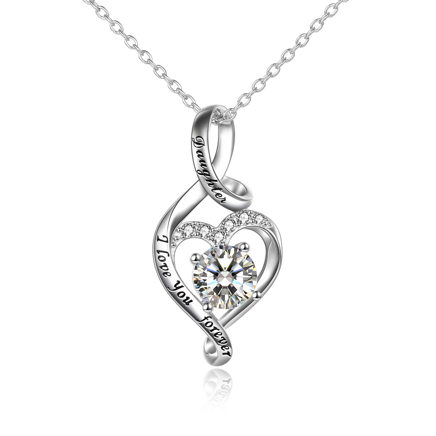 YFN Daughter Birthday Necklace Sterling Silver Pendant Love Heart Jewelry Graduation Gift for Daughter Girl — image 1