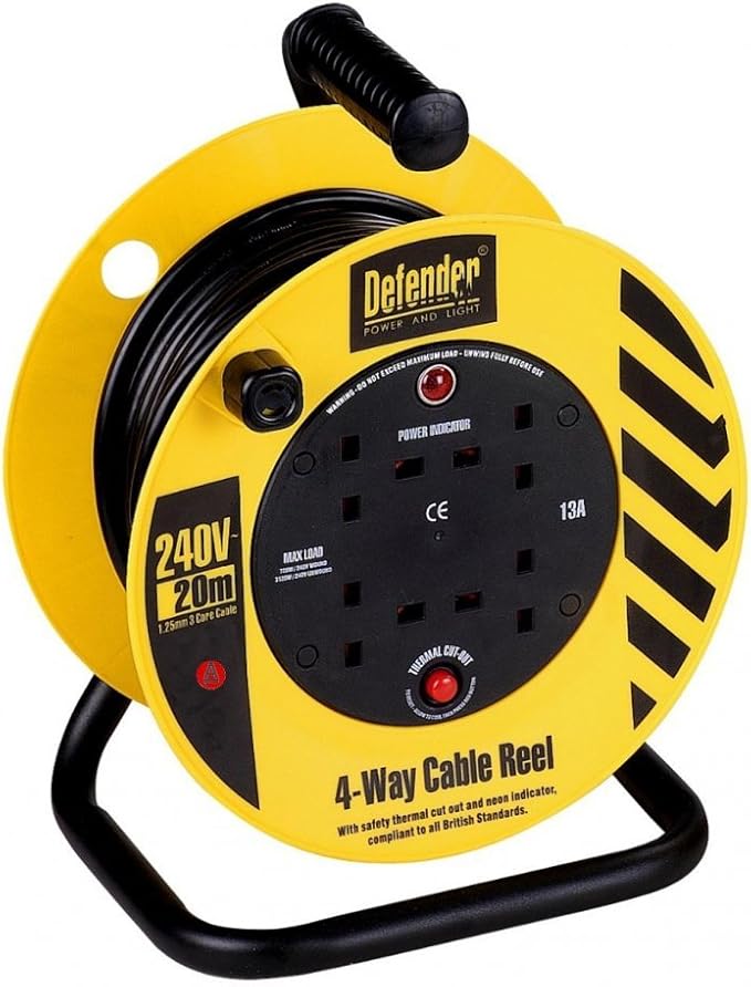 Defender 230V Cable Reel 20 Metre 1.25mm 4 Way E86465 Amazon.co.uk