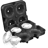 SAWNZC Ice Cube Trays Diamond Ice Cube Molds Reusable Silicone Flexible 4-Ice Trays Maker with Lid for Chilling Whiskey Cockt