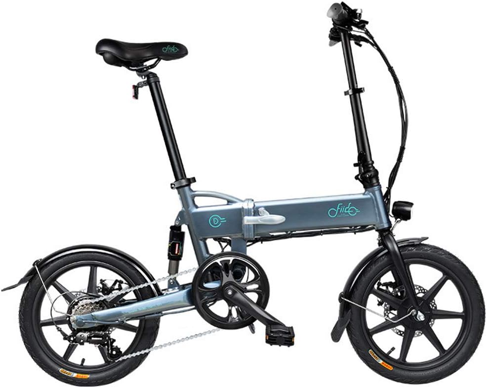 SZPDD FIIDO D2 Folding Electric Bike Three Riding Modes Ebike 250W Motor 25Km/H 25-40KM Range E Bike 16 Inch Tire Electric Bicycle,Gray,6speed