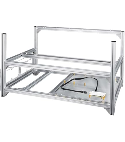 Veddha 8 GPU Aluminum Mining Rig Frame With 7 Fans - Stackable Crypto Miner Case
