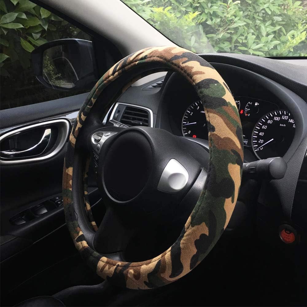 Car Steering Wheel Cover Camo Durable No Smell Sweat Absorption Universal 15 Inch Steering Wrap