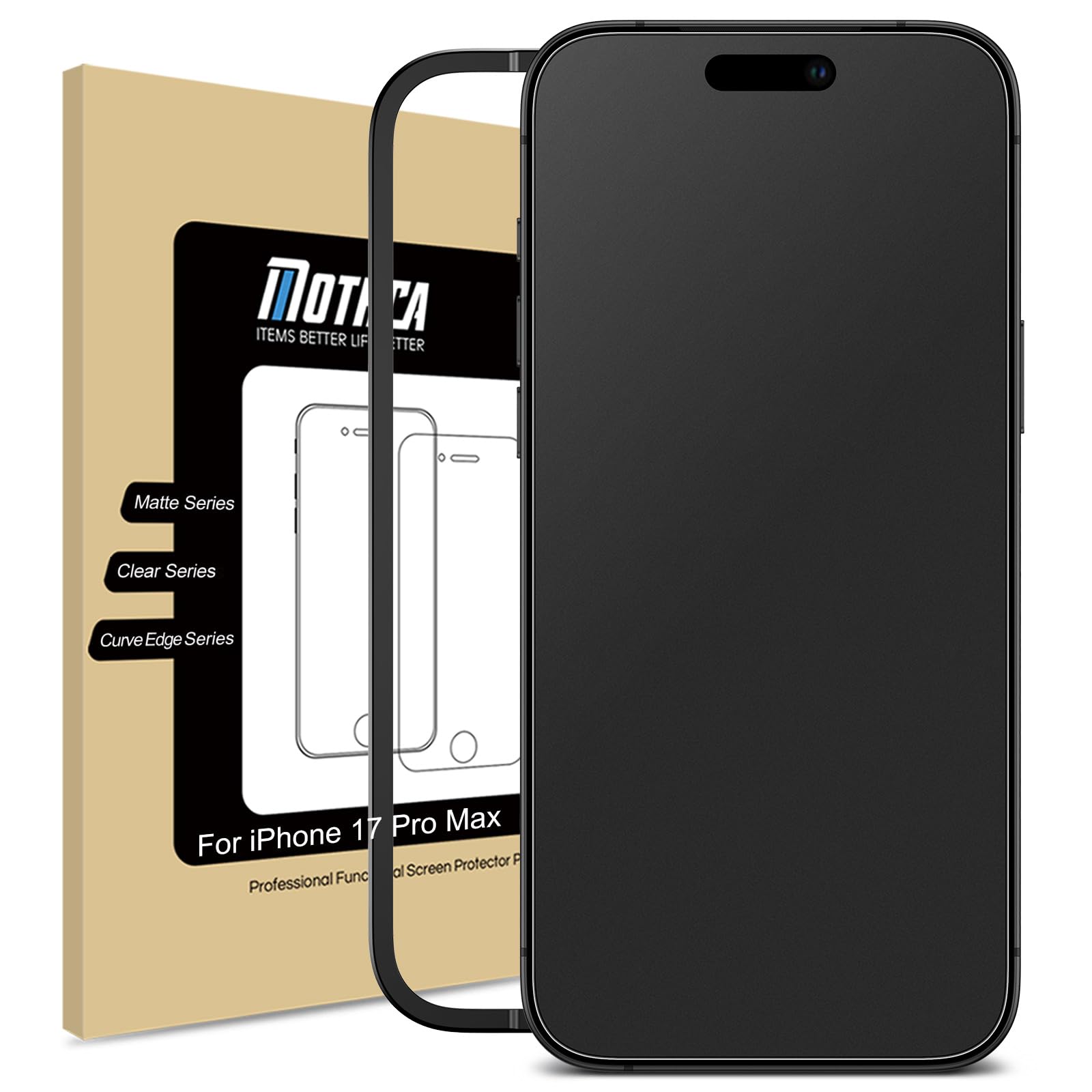 Photo 1 of Mothca Matte Glass Screen Protector for iPhone 17 Pro Max (6.9 inch) Anti-Glare & Anti-Fingerprint Tempered Glass Clear Film, [Easy Installation Frame] Case Friendly, Bubble Free - Smooth as Silk