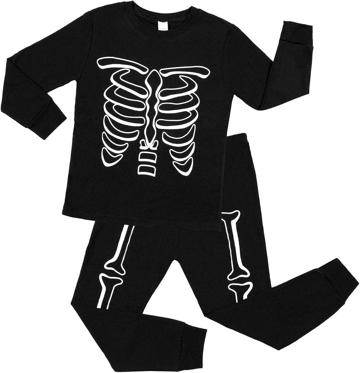 CharmLeaks Boys Cotton Halloween Pyjamas Sets Long Sleeve PJS Skeleton