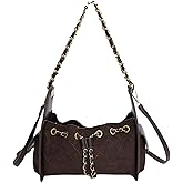 Y2k Chain Suede Shoulder Purse Vintage Crossbody Bag Women Trendy Handbags Fall Winter Casual Purse