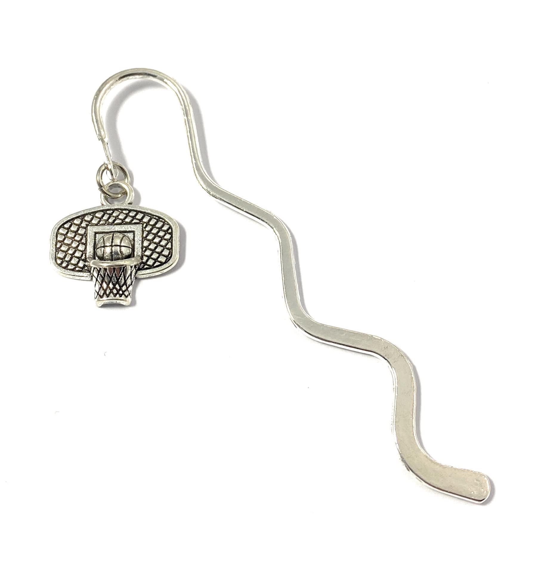 FizzyButton Gifts Basketball Net mini Bookmark with Silver Tone Charm in Organza Gift Bag
