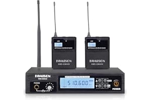 KOMISON UHF Mono Wireless in Ear Monitor System, IEM System, Professional Transmitter and Beltpack Receiver for Studio, Guitar, DJ, Live Performance System with Earphone,164Ft(Black)