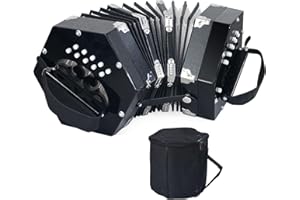 TIANCHUNYUE Concertinas，20 Buttons Accordion For Adults Professional Accordion for Beginners, Adjustable Hand Strap, Musical Instrument Accessories With Carrying Bag, Harmonica,Wipe Cloth (black)