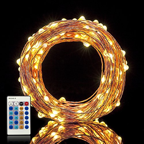 66ft 200 LEDs Copper Wire String Lights Dimmable with Remote Control, Waterproof Starry Lights for DIY, Outdoor, Bedroom, Patio, Garden, Gate, Party, Wedding, Barbecue (LED String Lights, Warm White)