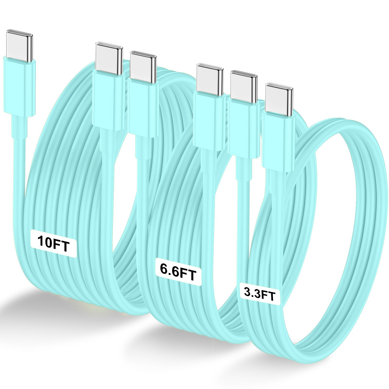 Photo 1 of 3-Pack Green [3.3FT+6.6FT+10FT] 60W USB C to USB C Cable, Type C Fast Charging Cable for iPhone Air 17 16e 16 15 Pro Plus Pro Max?for Galaxy S25, for iPad Pro/Air/mini, for MacBook Pro/Air and More