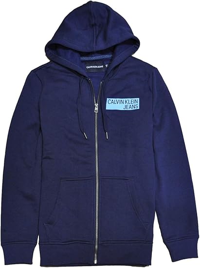 Amazon Calvin Klein カルバンクライン カルバンクライン メンズ フルジップ パーカー フーディー ブルー ロゴ ネイビー 紺 Mサイズ 並行輸入品 トレーナー パーカー 通販