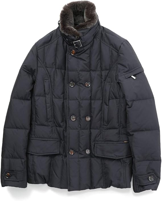 Amazon Moorer ムーレー メンズ Siro Km ラビットファー付 ダブルブレスト ダウンジャケット ダウンコート Blu メンズ Blu 50 並行輸入品 コート ジャケット 通販