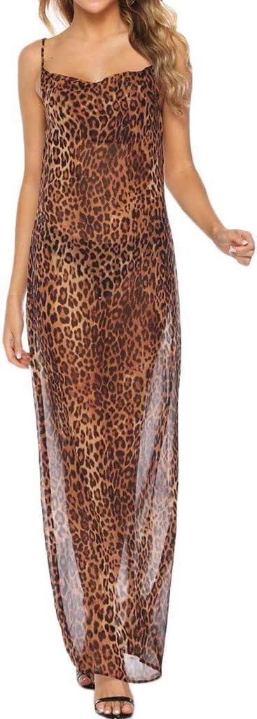 JiaMeng Women Sexy Lingerie Plus Size Ladies Fashion New Sexy Leopard Print Long Dress Nightdress Lingerie Underwear